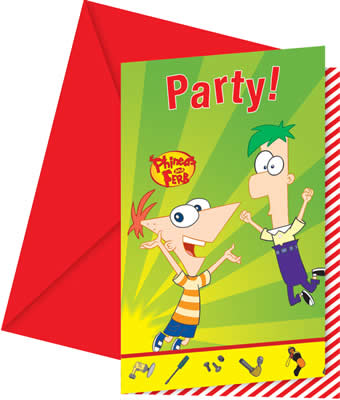 Phineas  Ferb Birthday Cake on Bambiniexpress   6 Einladungskarten Geburtstag Party Phineas   Ferb