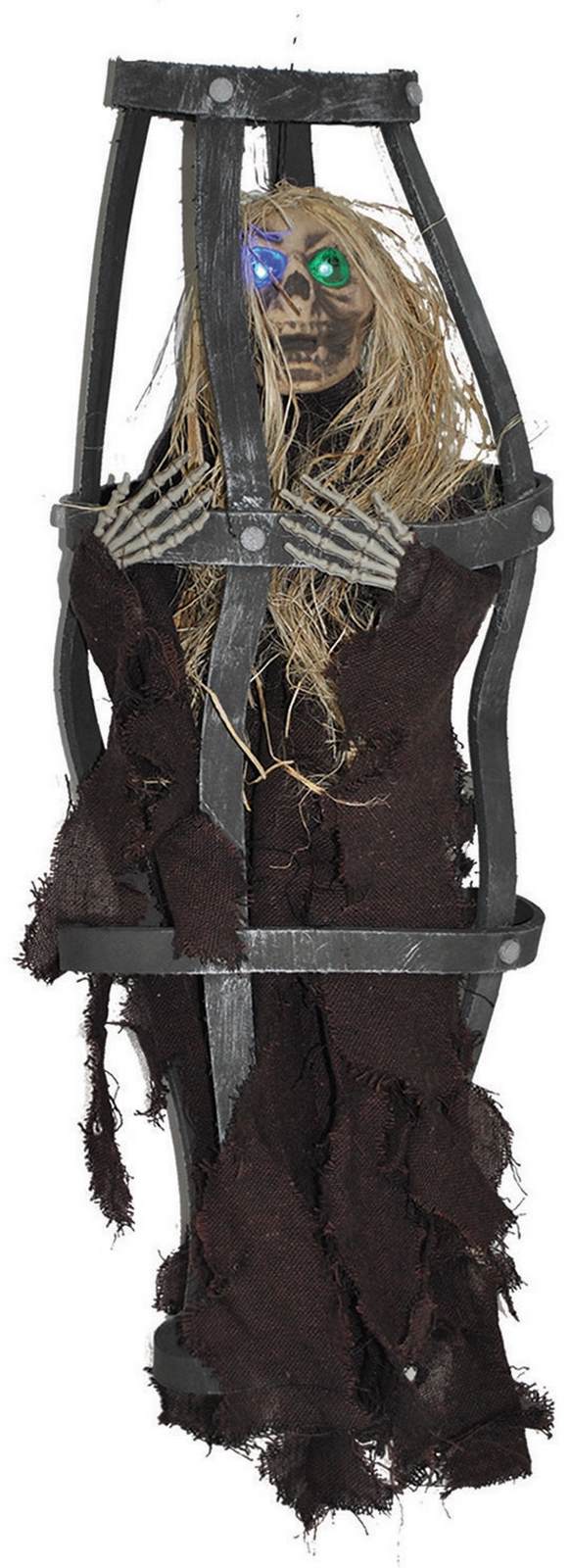 Skelett im Käfig mit LED Horror Halloween Gruseldeko Deko ...