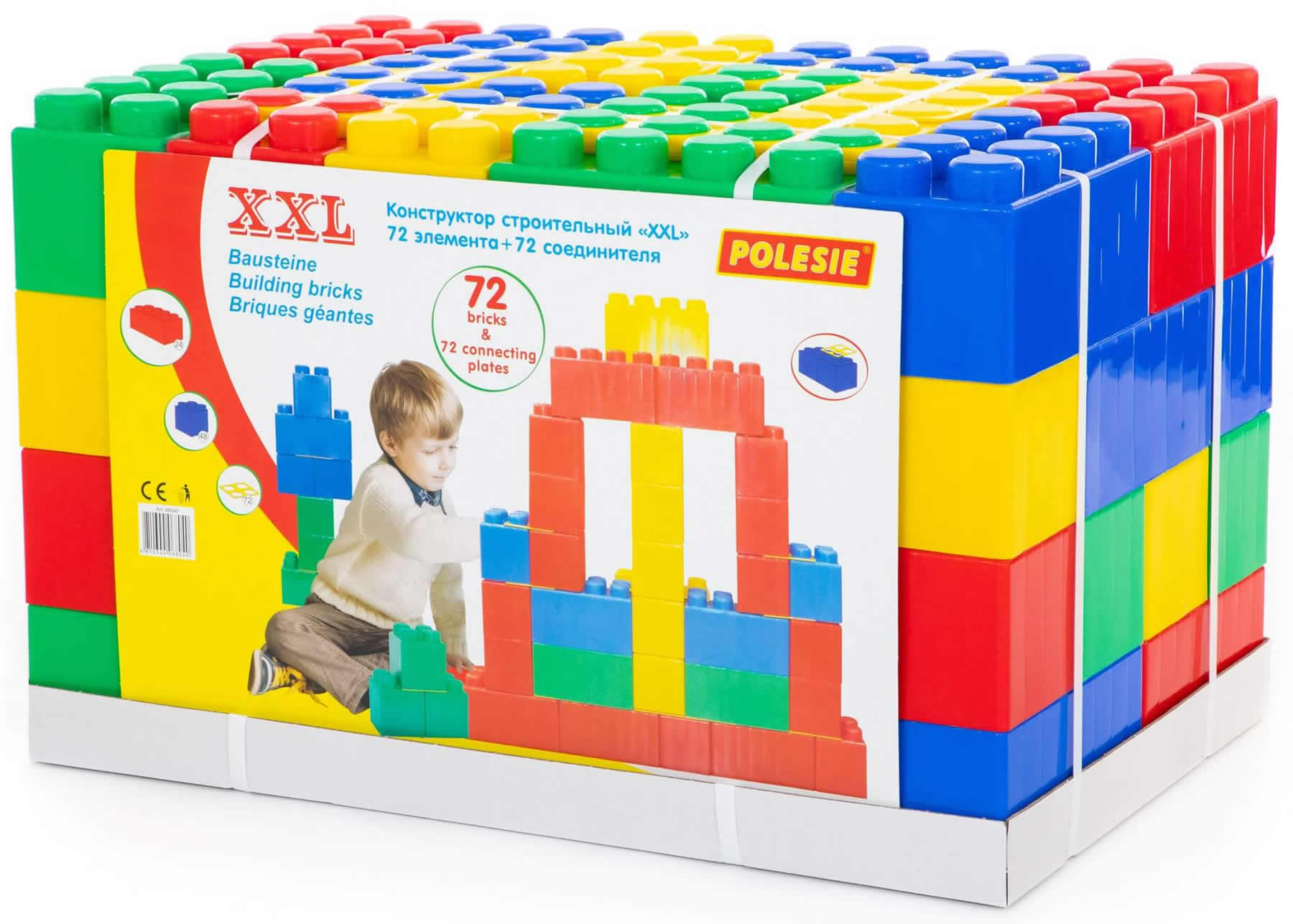 WADER Bausteinblock XXL 72 Teile Bausteine Bauklötze Spielbausteine Spielzeug 