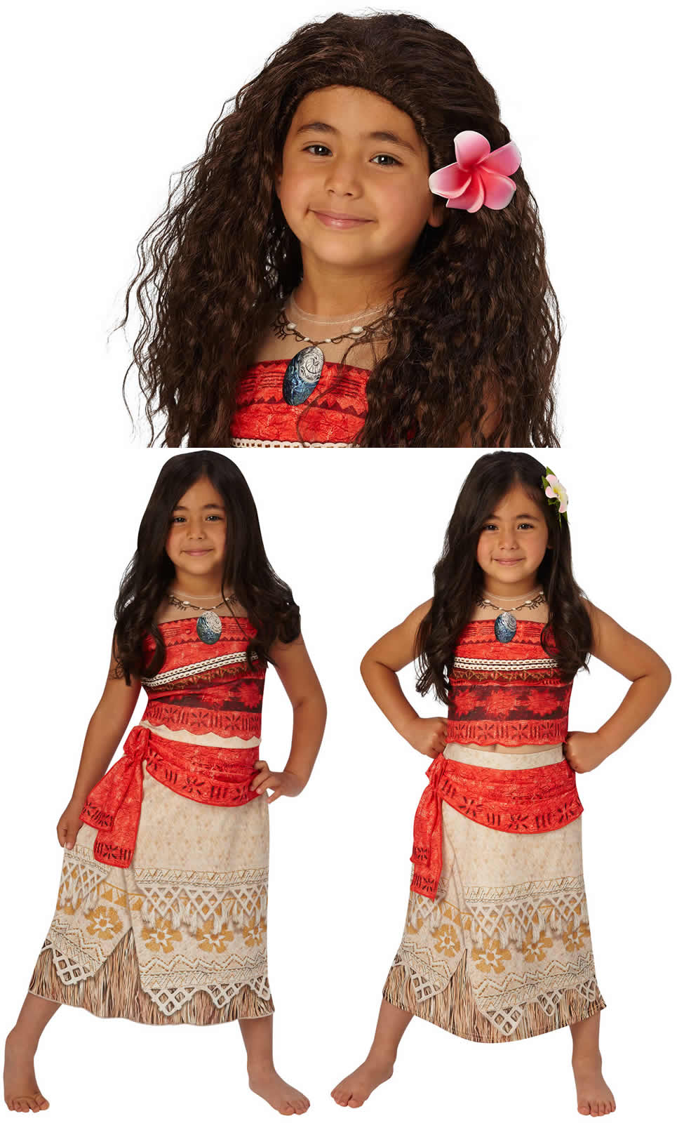 TOSZOLY Vaiana Kostüm Kinder - 7-teiliges Moana Prinzessin Outfit